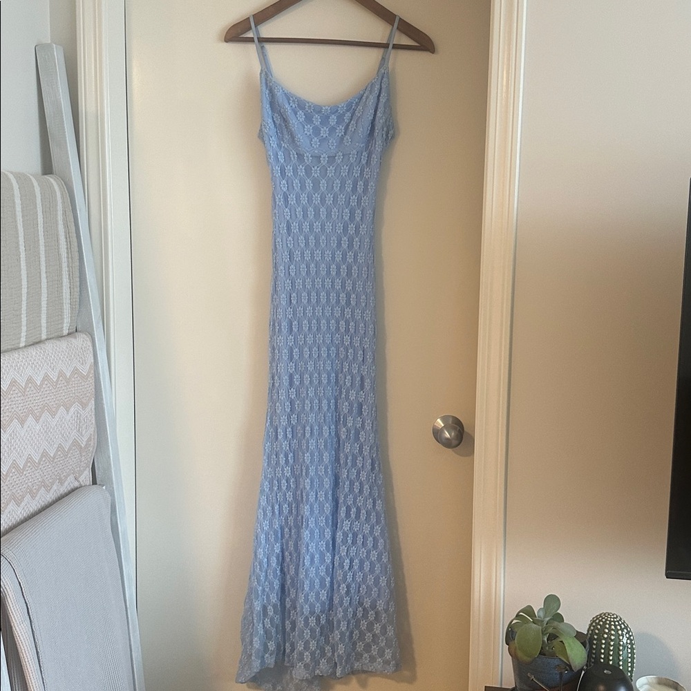 Bardot Adoni floral mesh dress in corn blue